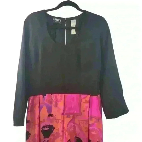 Vintage 1960'S Gumps San Francisco Gibson Bayh Silk Tribal Empire Waist Maxi M/L - Picture 5 of 13